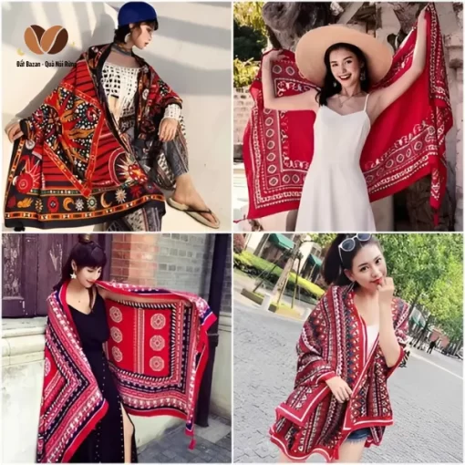 Khăn Choàng Thổ Cẩm Boho Đi Biển Nữ